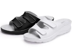 Zweierpack klassische Damen-Pantoletten, Weite H, mit Klettverschluss