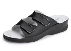 Zweierpack klassische Damen-Pantoletten, Weite H, mit Klettverschluss