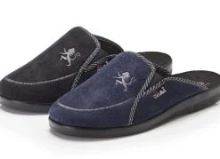 Zweierpack, klassische Herren-Hausschuhe, Weite H, mit Gummizug