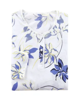 Zweierpack Nachthemden, uni und allover dessiniert mit Knopfleiste