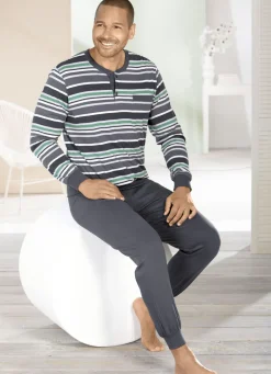 Zweierpack Schlafanzüge mit Knopfleiste und Bündchenabschlüssen