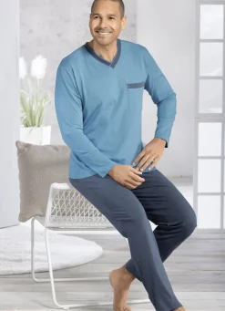 Zweierpack Schlafanzüge mit V-Ausschnitt und offenen Abschlüssen