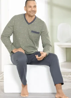 Zweierpack Schlafanzüge mit V-Ausschnitt und offenen Abschlüssen