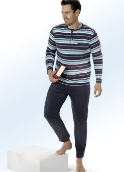 Zweierpack Schlafanzüge mit Knopfleiste und garngefärbtem Ringeldessin