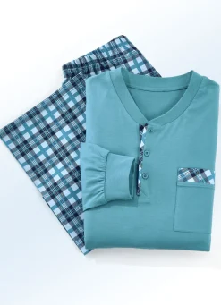 Zweierpack Schlafanzüge mit Knopfleiste, Brusttasche und Bündchenärmeln