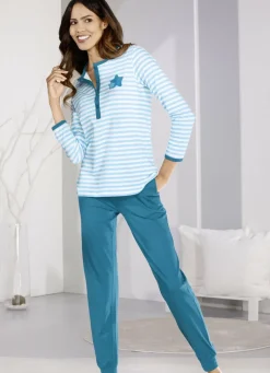 Zweierpack Schlafanzüge mit Knopfleiste und platziertem Druck