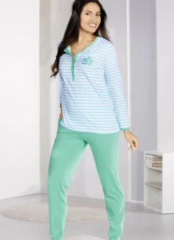 Zweierpack Schlafanzüge mit Knopfleiste und platziertem Druck