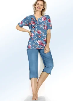 Zweierpack Schlafanzüge mit gebogten Abschlüssen und Knopfleiste