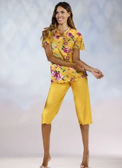 Zweierpack Schlafanzüge mit gebogten Abschlüssen und Knopfleiste