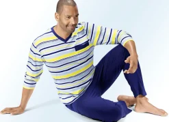 Zweierpack Schlafanzüge mit V-Ausschnitt und Brusttasche