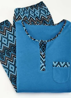 Zweierpack Schlafanzüge mit Brusttasche und Knopfleiste