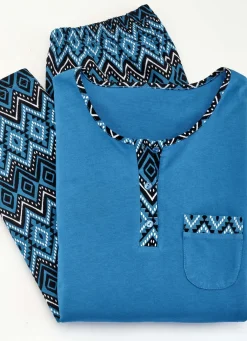 Zweierpack Schlafanzüge mit Brusttasche und Knopfleiste