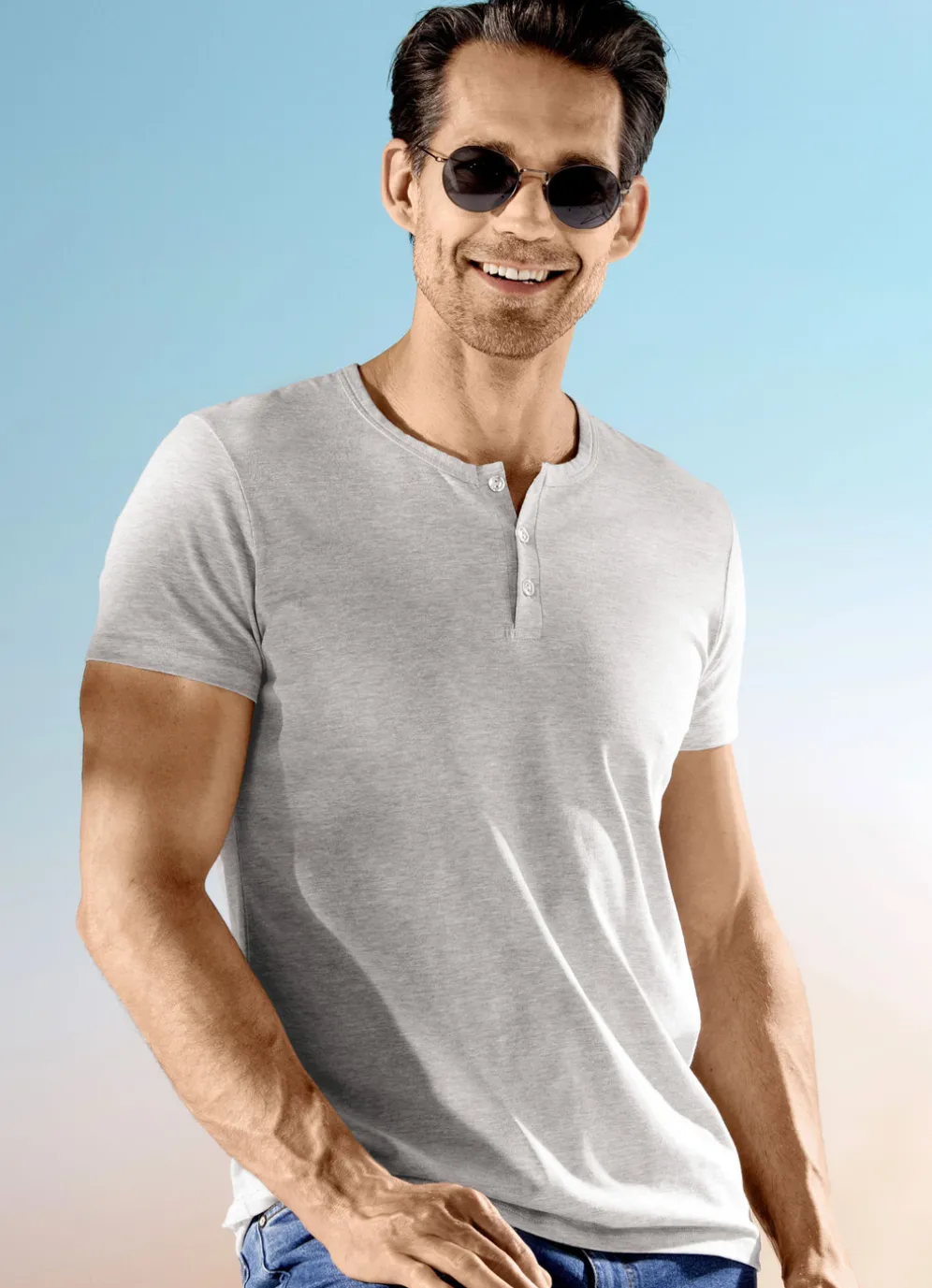 Zweierpack Shirts mit kurzer Knopfleiste