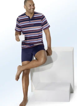 Zweierpack Shortys mit Knopfleiste und garngefärbtem Ringeldessin