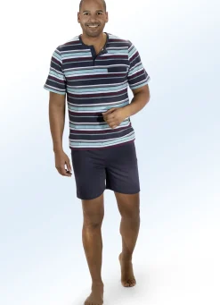 Zweierpack Shortys mit Knopfleiste und garngefärbtem Ringeldessin