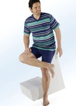 Zweierpack Shortys mit V-Ausschnitt und garngefärbtem Ringeldessin