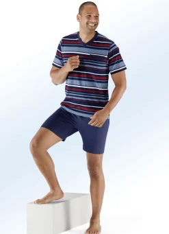 Zweierpack Shortys mit V-Ausschnitt und garngefärbtem Ringeldessin